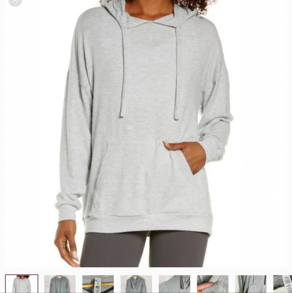 Alo Yoga Soho Hoodie Grey Size Medium Super Soft Roomy Oversized Sweatshirt Hood